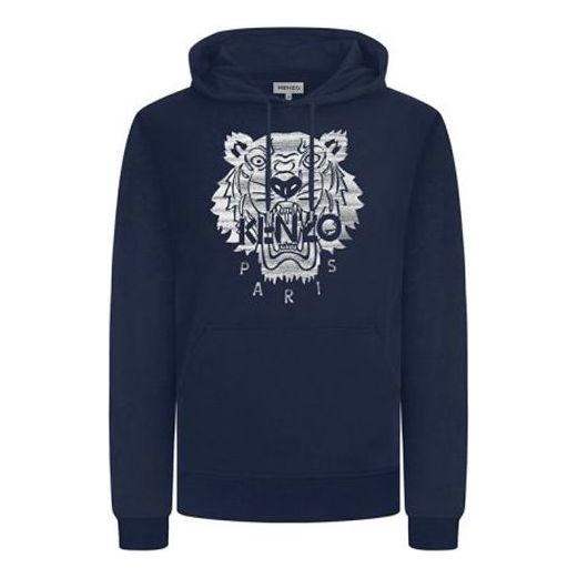 Men's KENZO TIGER Pattern Embroidered Printing Navy Blue FA65SW3154XF-76