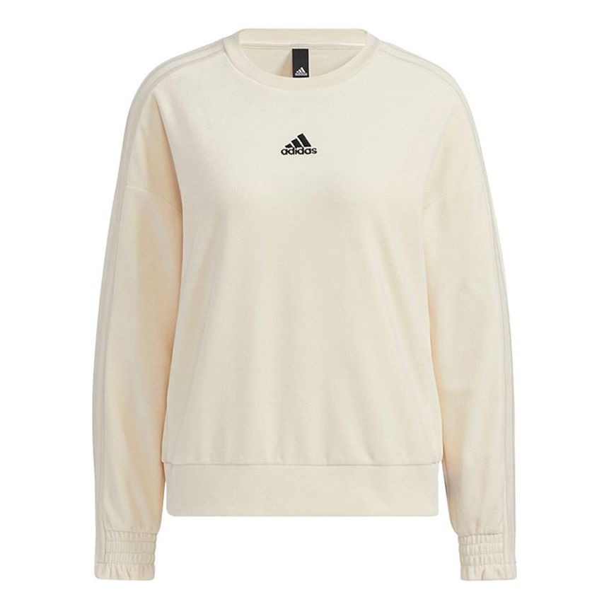 (WMNS) adidas Velour Crew Sweatshirt Asia Sizing 'White' HG1842