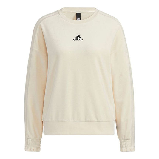 (WMNS) adidas Velour Crew Sweatshirt Asia Sizing 'White' HG1842