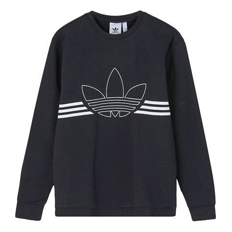 adidas originals Outline Crw Flc Casual Loose Round Neck Black ED4685