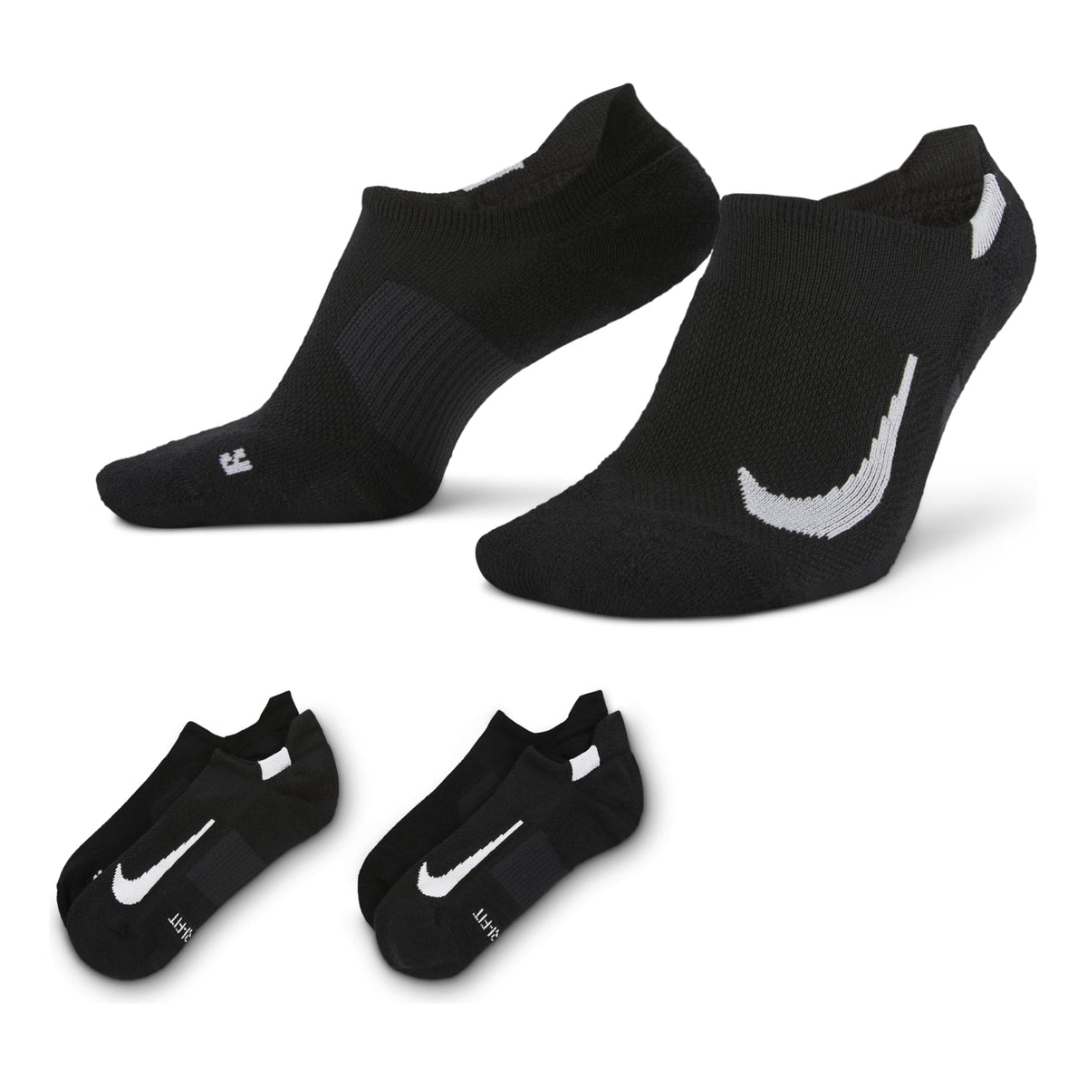 Nike Casual Sports Breathable Running Socks Couple Style 2 Pairs Black SX7554-010
