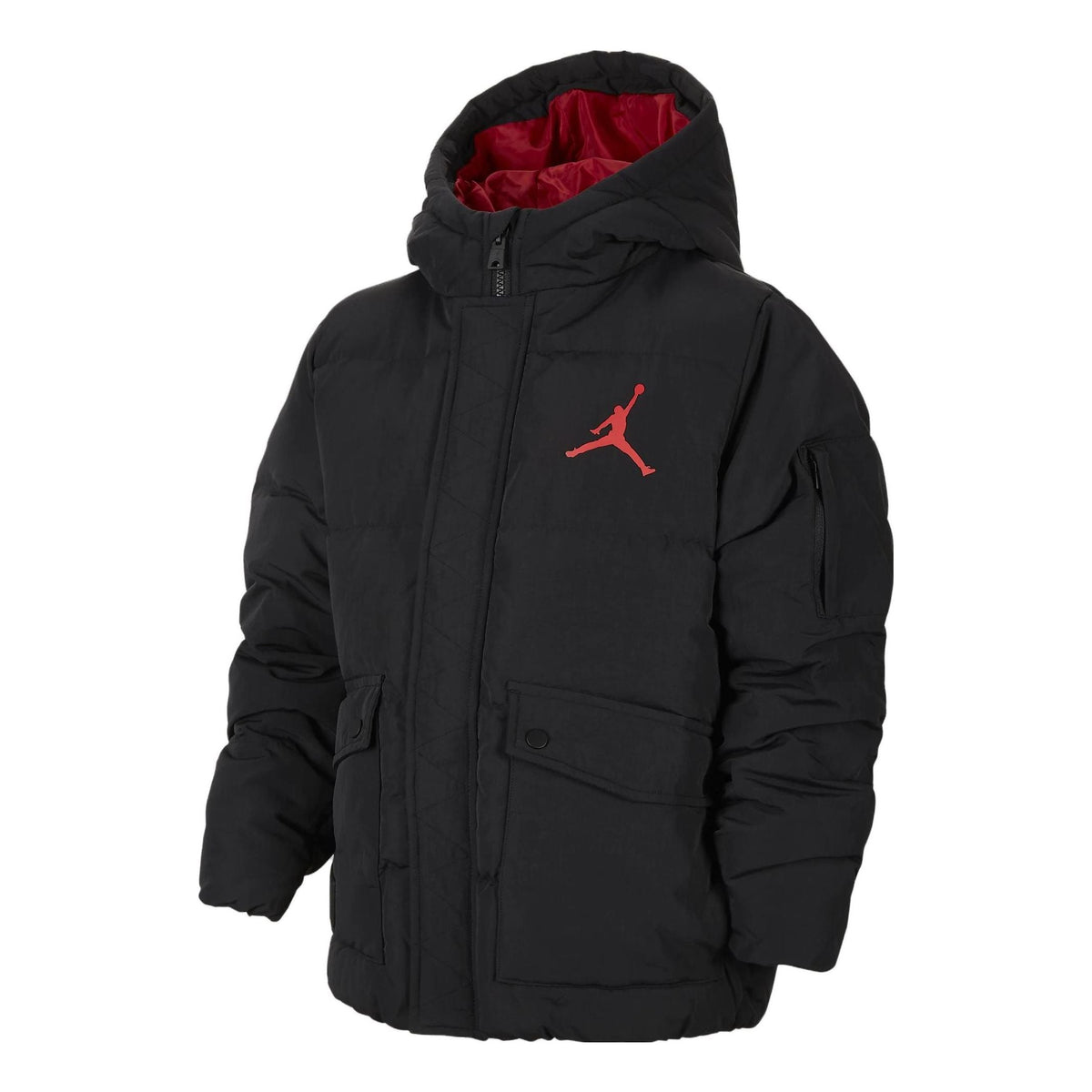 (GS) Air Jordan Air Puffer Jacket 'Black Red' FV2824-010
