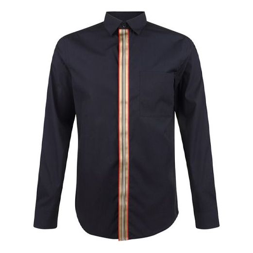 Burberry Stripe Stretch Cotton Shirt Male Blue 80172391
