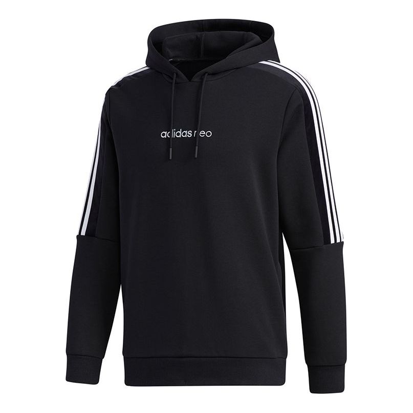 adidas neo M Cs Velour Hdy Sports hooded Long Sleeves Pullover Black GK8766