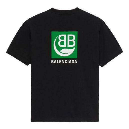 Men's Balenciaga Logo Printing Short Sleeve Black 594579THV631000