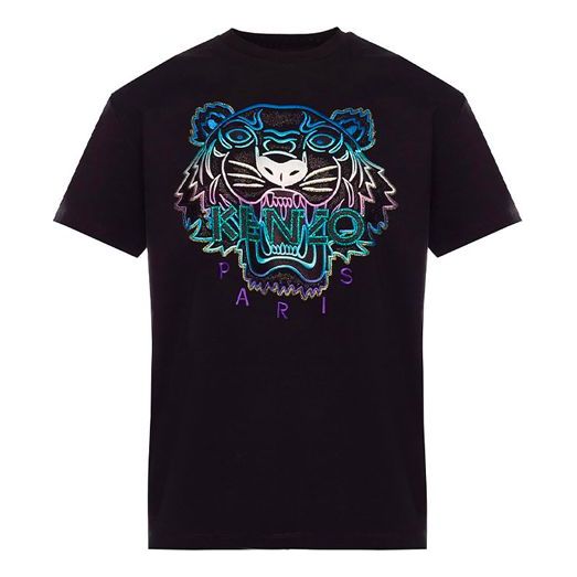 KENZO Holiday Capsule Tiger Embroidery Round-neck Short Sleeve Black F962TS9534Y8-99