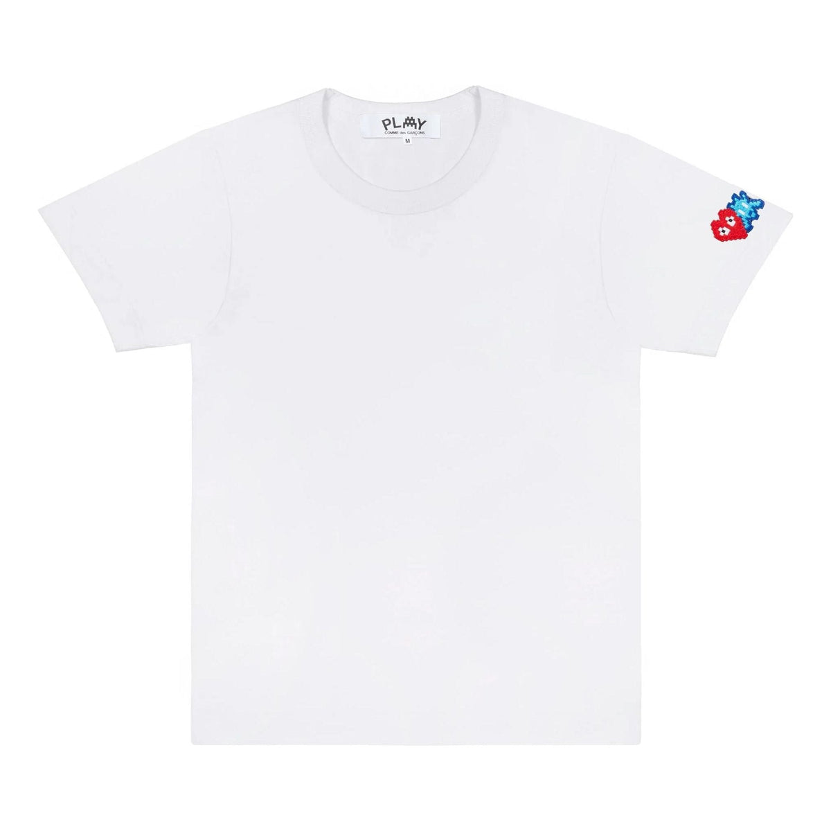 (WMNS) COMME des GARCONS PLAY FW25 Invader T-Shirt Red And Blue Sleeve Emblem 'White' AZ-T328-051