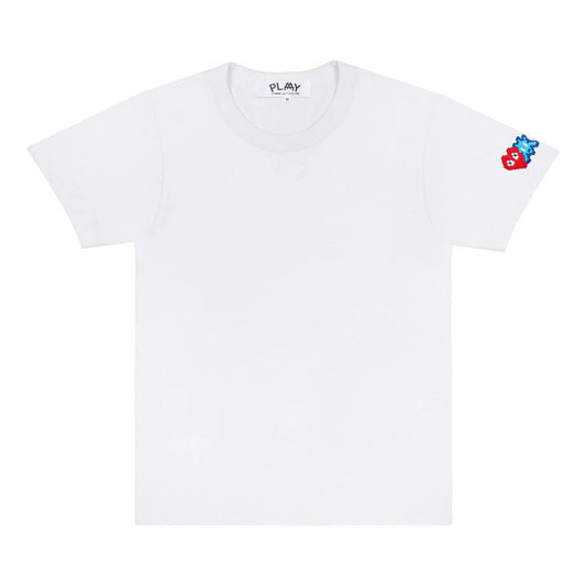 (WMNS) COMME des GARCONS PLAY FW25 Invader T-Shirt Red And Blue Sleeve Emblem 'White' AZ-T328-051