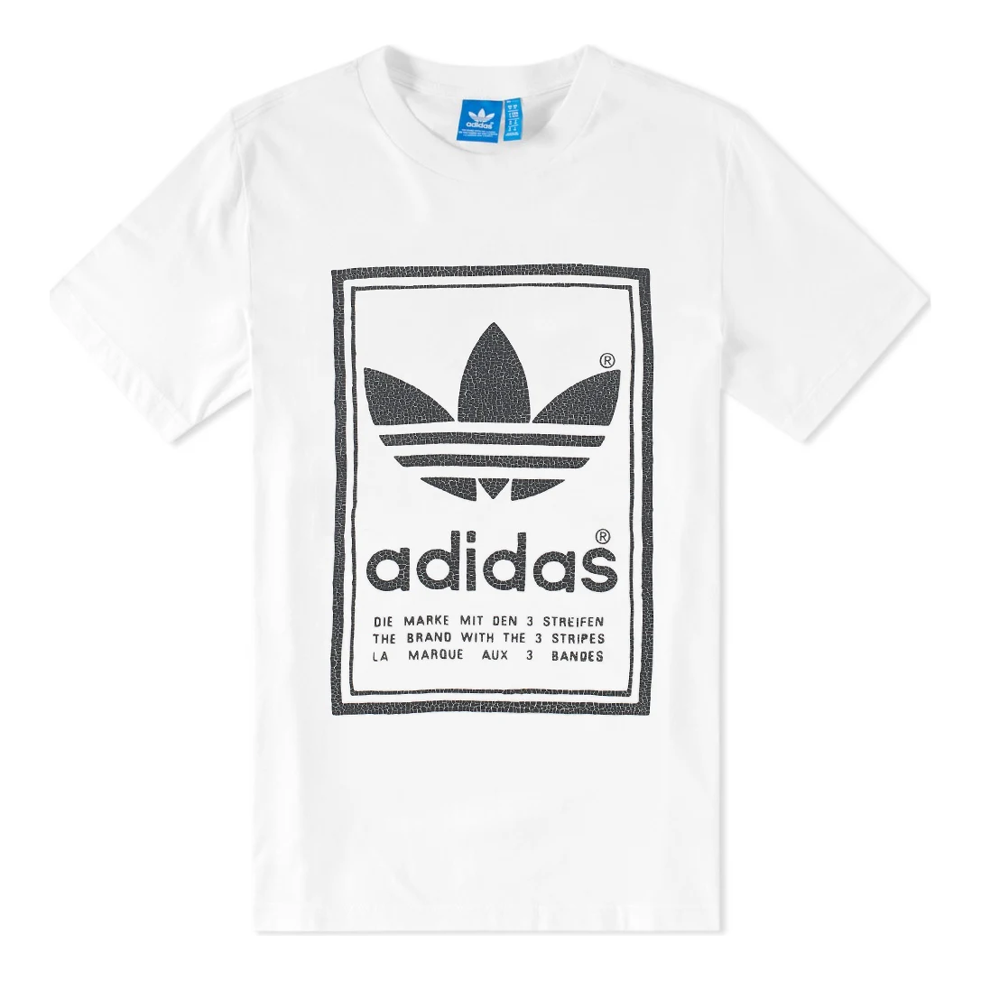 adidas originals Double Sided Printing Large Logo Casual Short Sleeve White BS3136
