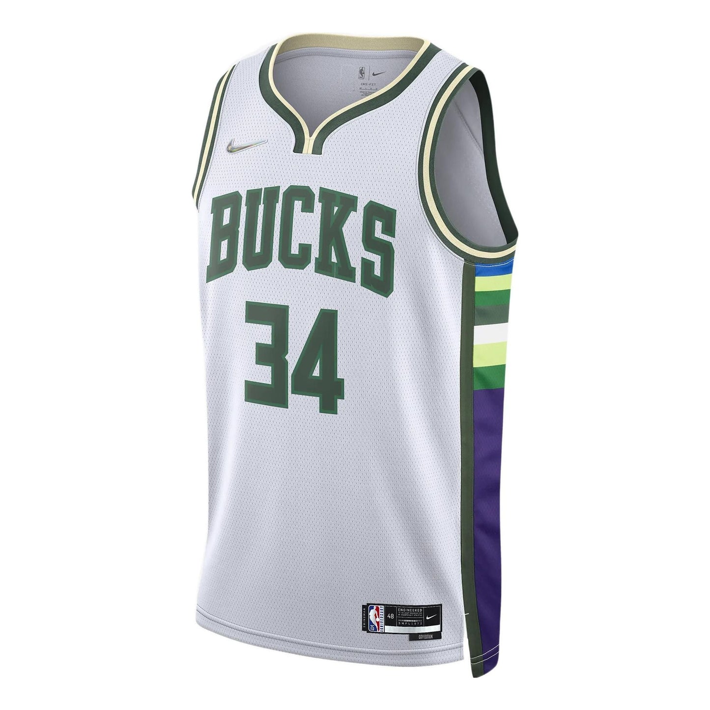 Nike Dri-FIT NBA Milwaukee Bucks Giannis No.34 Jersey 'White' DB4035-100