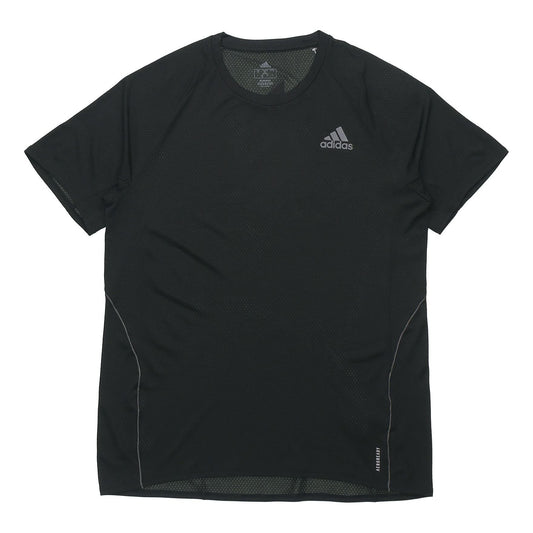 adidas Adi Runner Tee Running Sports Short Sleeve Black FM7637