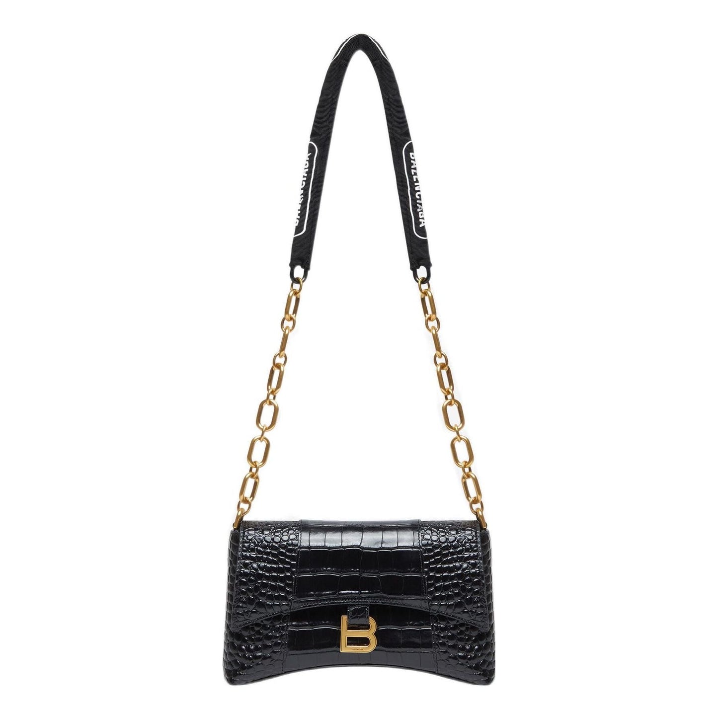 (WMNS) Balenciaga Downtown Xs Shoulder Bag Crocodile Embossed 'Black' 6891212106F1090