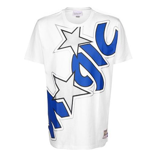 Men's Mitchell & Ness Big Face Series Large Logo Short Sleeve White SSTEBW19070-OMAWHIT