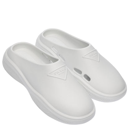 Prada White Rubber Slip Ons
