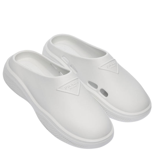 Prada White Rubber Slip Ons