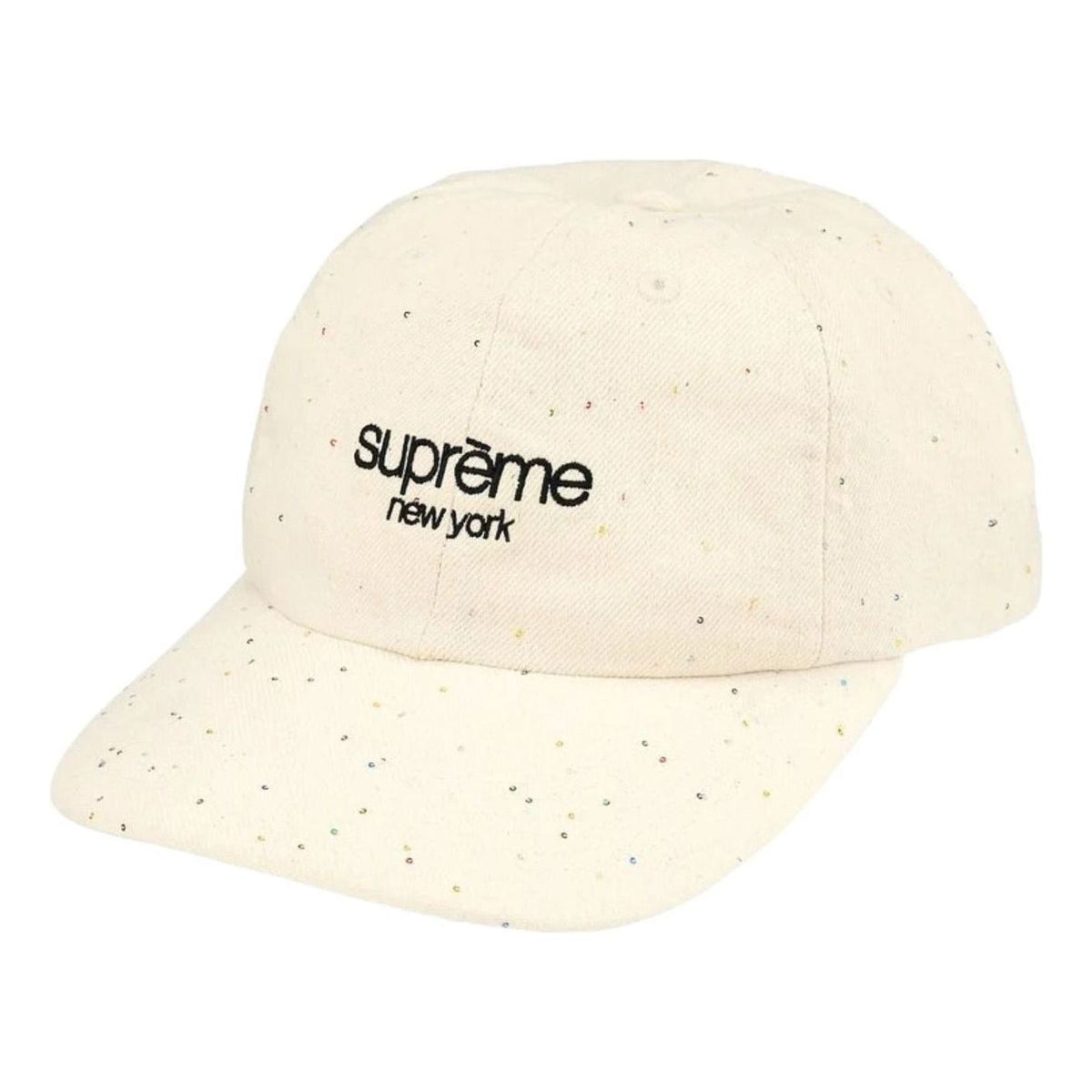 Supreme SS26 Sequin Denim Classic Logo 6-Panel 'Natural' SUP-SS26-1065-WHT