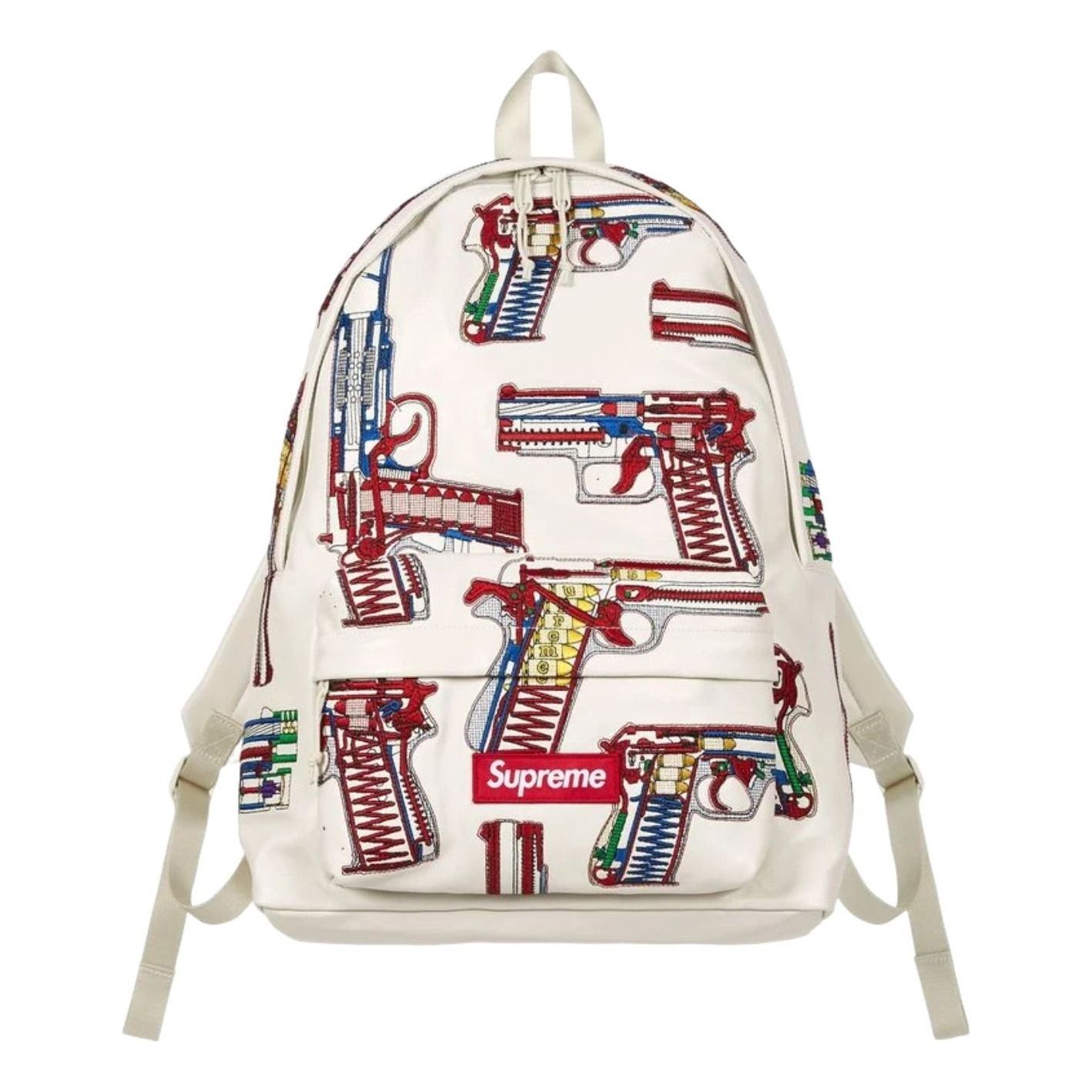 Supreme SS26 Guns Embroidered Leather Backpack 'White' SS26B32-WHITE