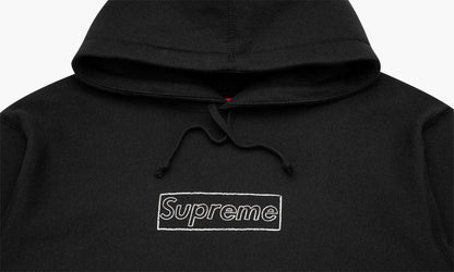 SUPREME KAWS CHALK LOGO BOX LOGO HOODIE BLACK