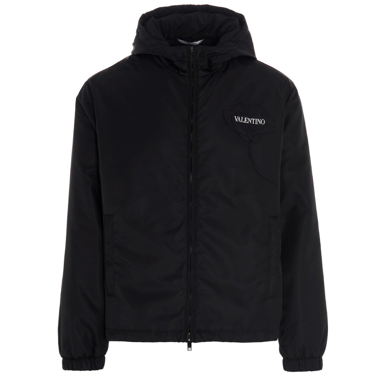 Valentino Black Hooded Logo Windbreaker