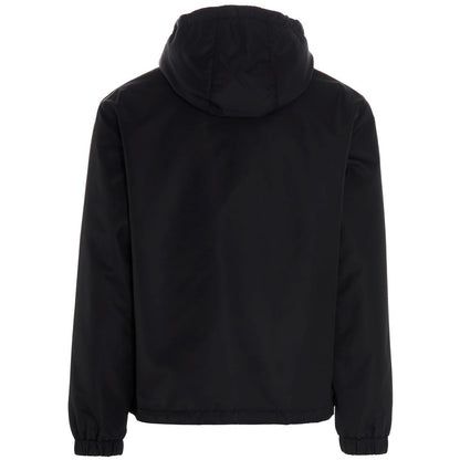Valentino Black Hooded Logo Windbreaker