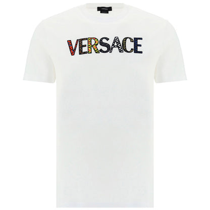 Versace White Embroidered Logo T-Shirt