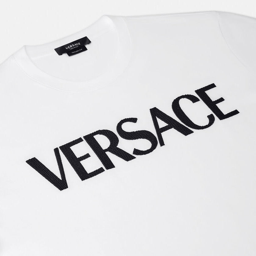 Versace White Embroidered Logo T-Shirt