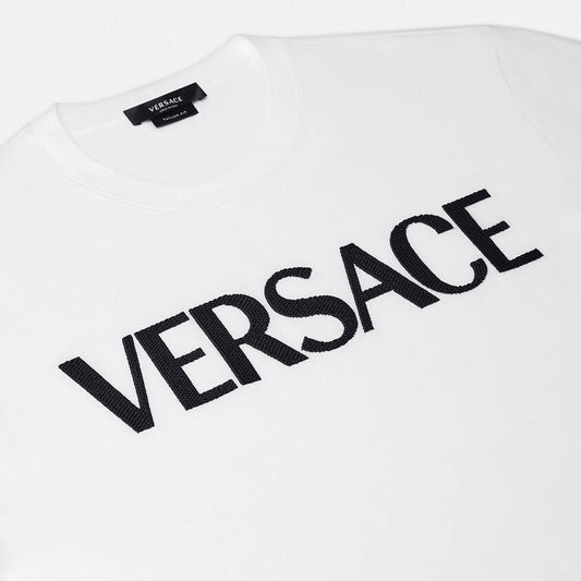Versace White Embroidered Logo T-Shirt