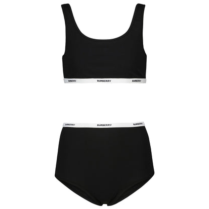Womens Burberry Black Logo Bikini