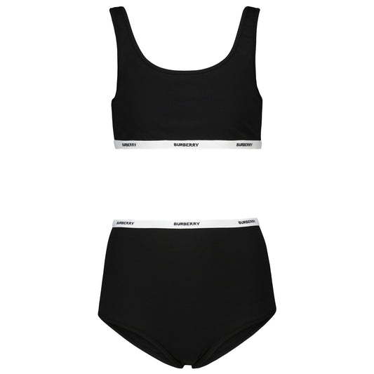 Womens Burberry Black Logo Bikini