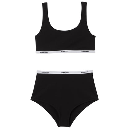 Womens Burberry Black Logo Bikini