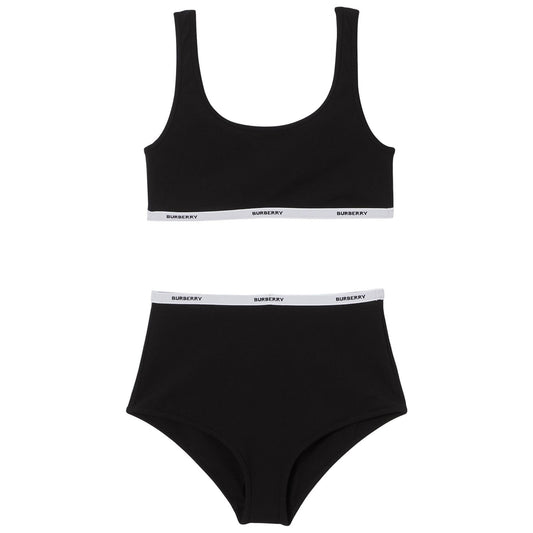 Womens Burberry Black Logo Bikini